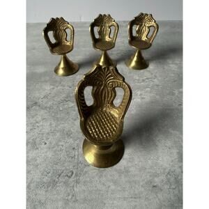 Set of 4 Vintage Miniature 2.5”  Brass Chair Lot Dollhouse Furniture Handcrafted